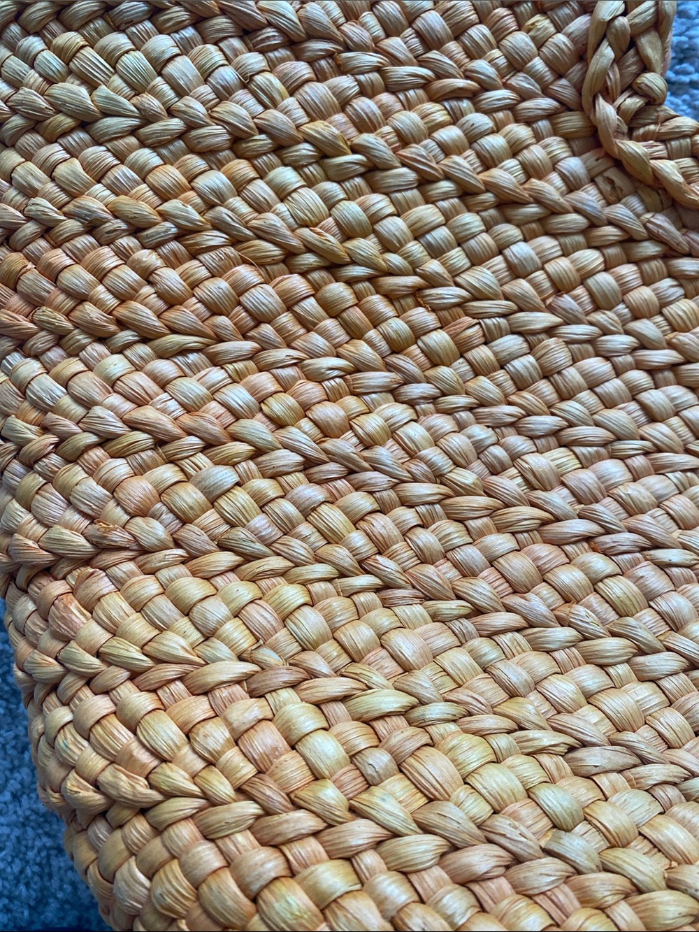 Woven Straw beach Tote Bag in Honey Yellow - Picture 2 of 5